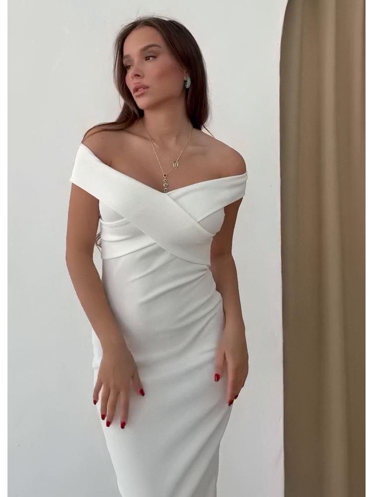 Летнее платье на одно плечо, однотонное, приталенное, для женщин, 2025