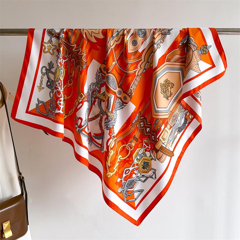 Роскошный бренд 90*90 см универсальный шелковый шарф женский шаль принт мягкий палантин квадратная бандана платок кашне хиджаб накидка