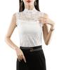 JIYUTOR Tank Short High Layered Sheer Top Size Women's Top, Camisole, Lace, Length, Sleeveless, Neck, Style, Thin, (White, 8)