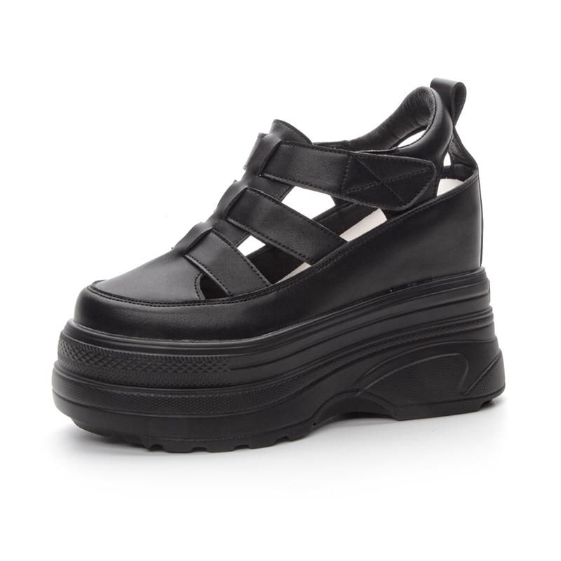 Women Sandals Platform High Heel Sandals Women Closed Toe Internal Heightening Roman Women Sandals