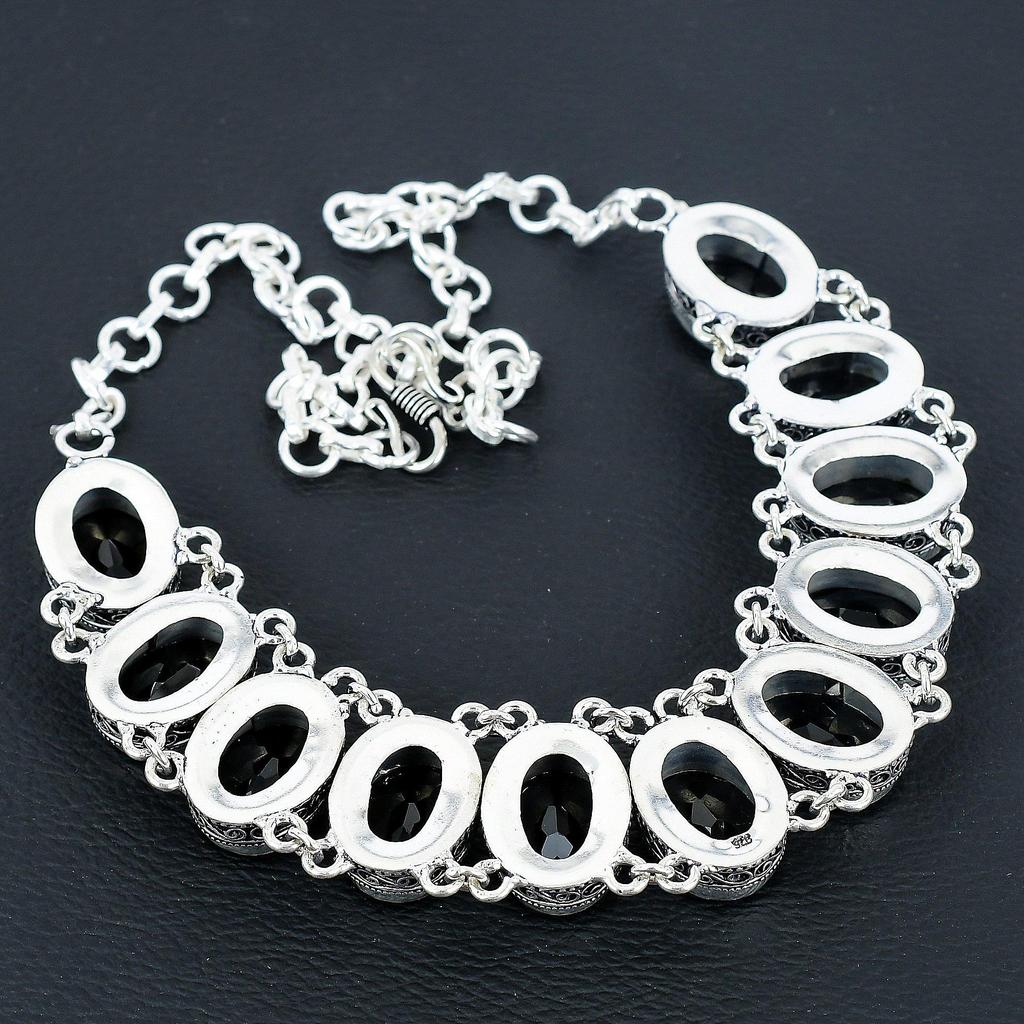Beautiful Black Spinel Gemstone Handmade 925 Sterling Silver Jewelry Black Spinel Neclace Bracelet Set, Antique Jewelry Set, Bracelet For Gift