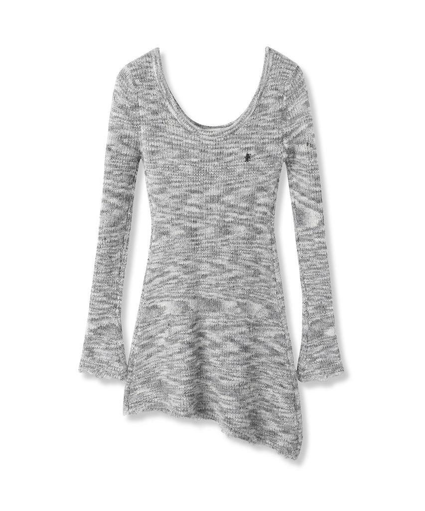 AVANDRESS Multi Damage Scoop Long Knit_2Colors