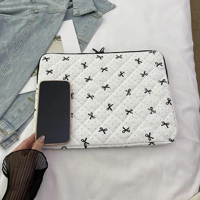11 14-дюймовый Ins Chic Sweet Tablet Case для Xiaomi Huawei Ipad Корейская мода Черный горошек бант ПК сумка для хранения портативный ноутбук сумка