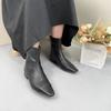 Solid Color Genuine Leather Back Zipper Low Heel Short Boots Women Pointed Toe Chelsea Boots