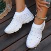 Fashion Women Sneakers Breathable Knitted Non Slip Casual Walking Shoes Woman Comfortable Soft Bottom Loafers Flats