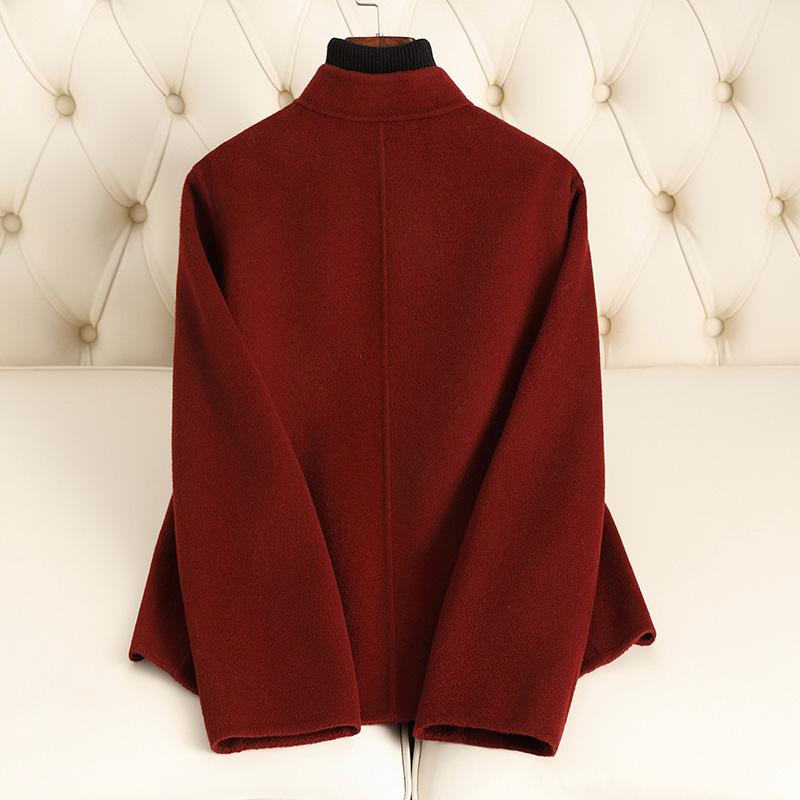 Осенне-зимнее новое двухстороннее шерстяное пальто женское высокого класса новое китайское короткое маленькое шерстяное пальто в национальном стиле оптом