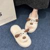 Cartoon Dog Slipper for Women Winter Indoor Warm Faux Fur Shoes Flip Flops Cute Animals Plush Platform Ladies Home Slippers