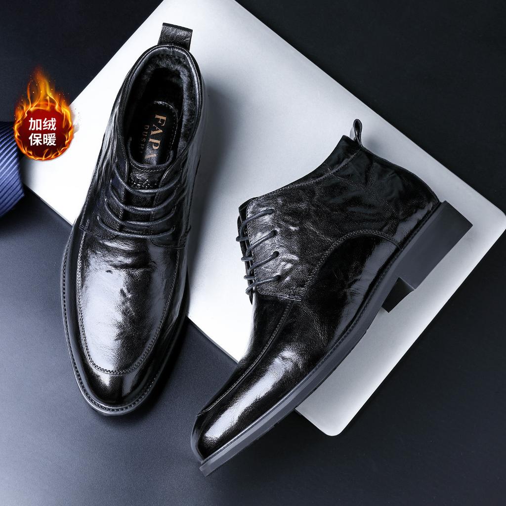 Осень-зима 2025 бархатные ботинки Мартин мужские кожаные высококлассные мужские ботинки Британский стиль модный тренд универсальные рабочие ботинки