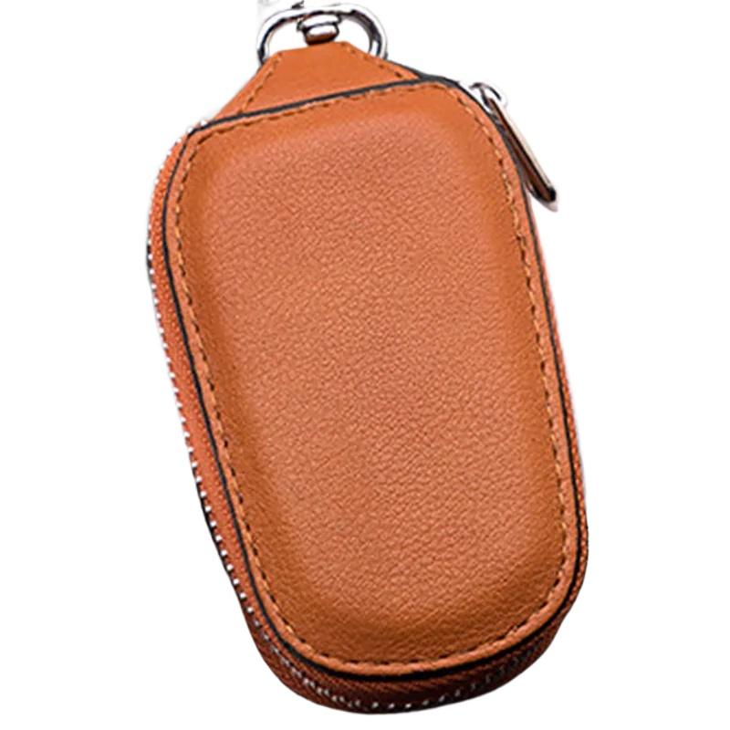 Unisex Women Men Keychain Keyrings Waist Hanging Car Key Bag Case Zip-up Hanging Keyrings Leather Accessories