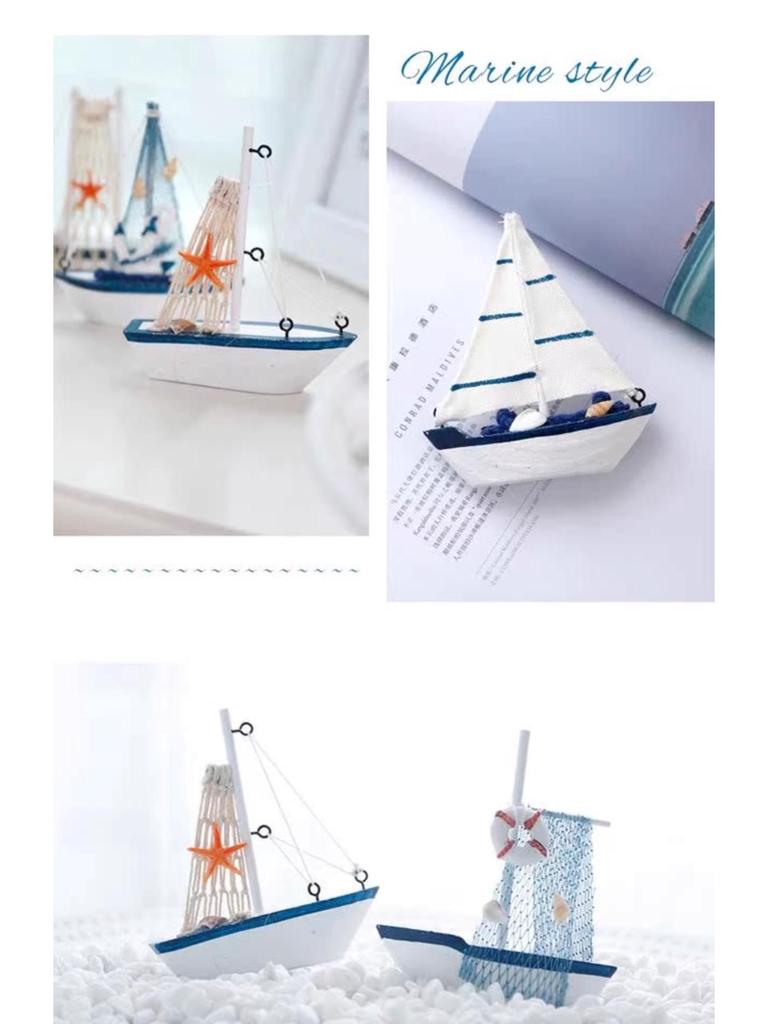 Solid Wood Sailboat Ornaments: Mediterranean Table Decorations & Creative Photography Props