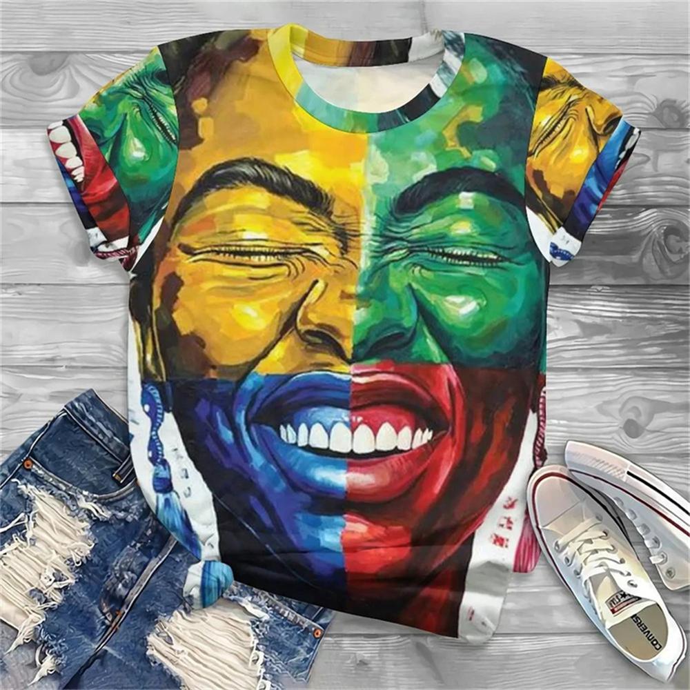 Летние футболки с принтом «Africa Girl» в формате 3D, женская уличная одежда, повседневная мода в стиле Харадзюку, Y2k, футболки с коротким рукавом, футболки с круглым вырезом, топы, одежда