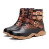 Genuine Leather Shoes Handprinted Belt Buckle Comfortable Flat Bottom Women's Short Boots