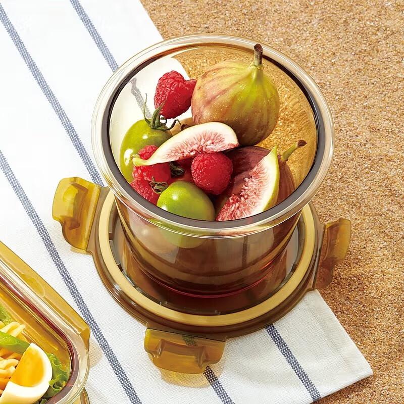 Corning Visions Amber Round Glass Food Container