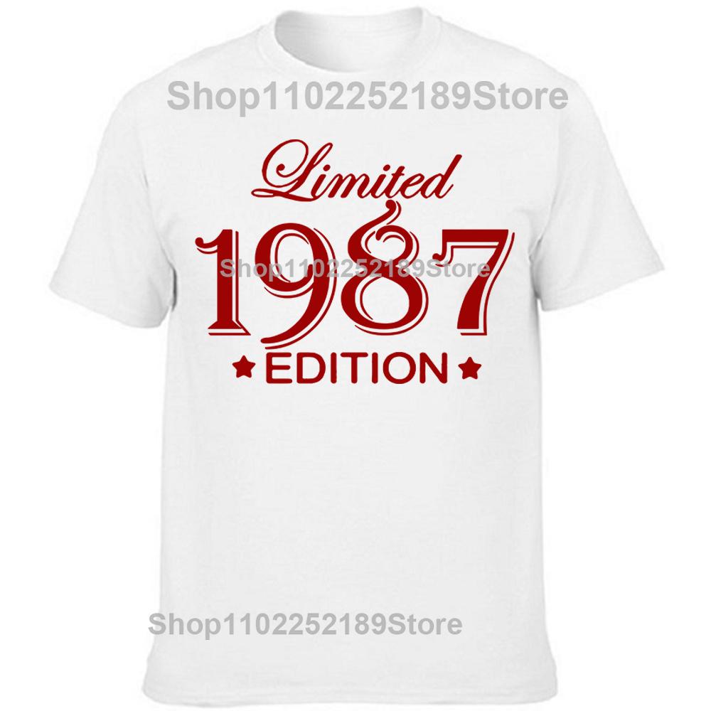 Novelty Awesome 1987 38 Years Old T Shirts Tee Tops Round Neck Short-Sleeve Fashion Tshirt Clothing Casual Basic T-shirts