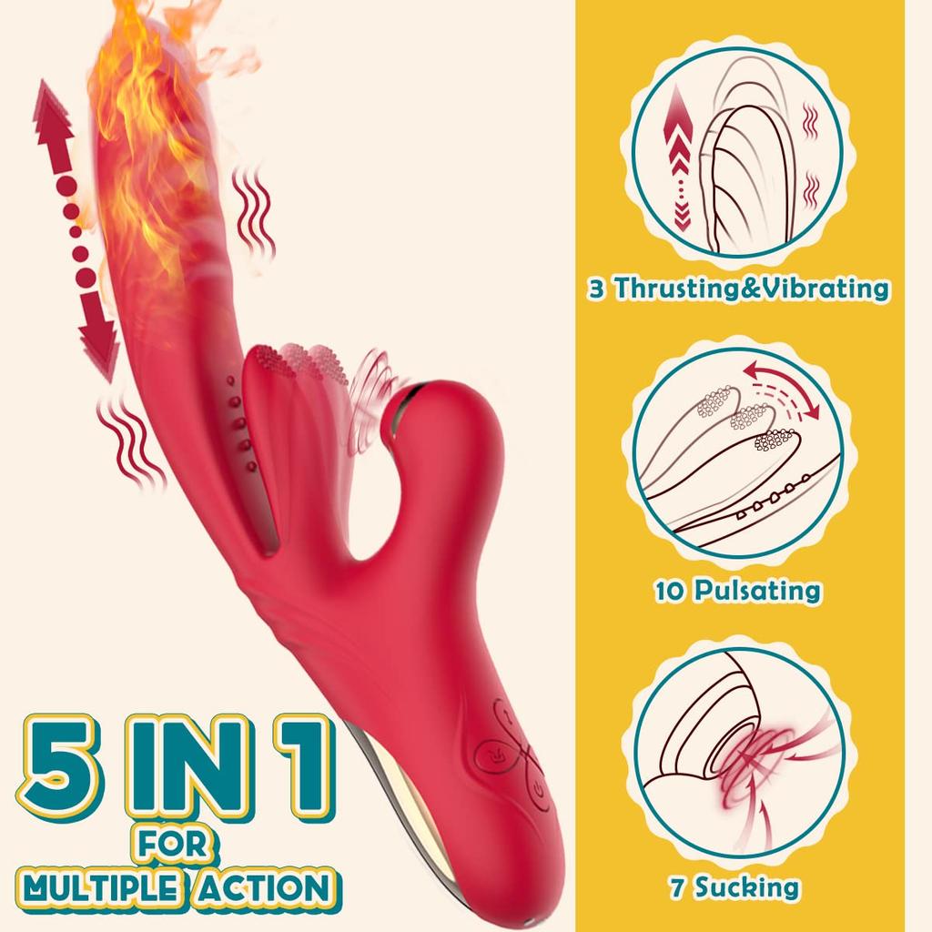 Вибратор 3 в 1 для женщин Дилдо Постукивание Нагрев Стимулятор клитора Присоска Мастурбаторы для вагины Массажер простаты Игрушки для секса для взрослых