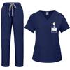 Unisex Solid Color Summer Scrub Suit Set for Doctors and Nurses