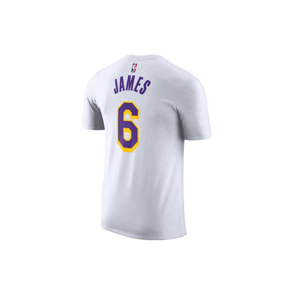 Nike НБА Лос-Анджелес Лейкерс Леброн Джеймс Нет. 6 Футболка с круглым вырезом Мужские топы Белые DR6381-106