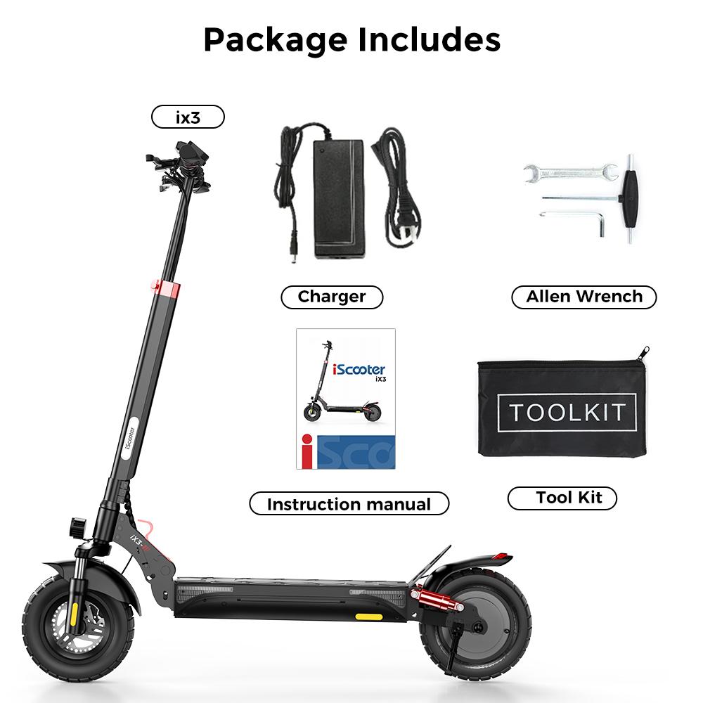 iScooter IX3 Off-Road Electric Scooter 800W, 48V10Ah, 40km/h Max Speed, 10" Tires, Disc Brakes, Full Suspension, APP Control, IPX4 Waterproof