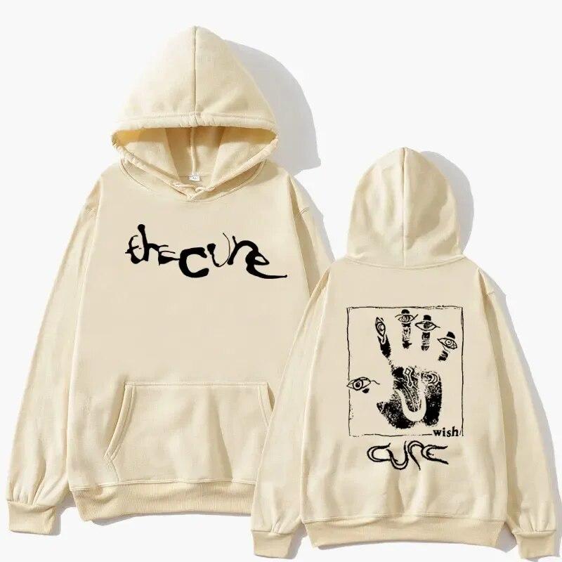 90S Rock Band The Cure Wish Print Hoodies Unisex Women Fashion Sweatshirt Harajuku Oversized Gothic Hip Hop Fleece Pullover Hoodie