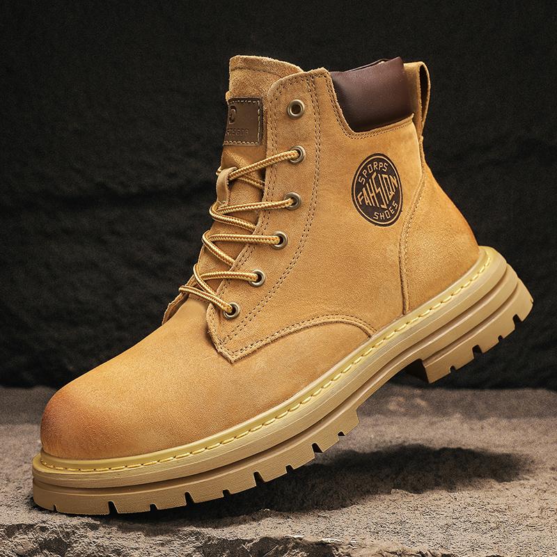 Новые удобные высокие ботинки для отдыха, нескользящие мужские ботинки для мотоциклистов со шнуровкой, замшевые кожаные ботинки для отдыха на открытом воздухе, мужские ботильоны, кроссовки
