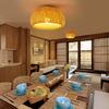 Bamboo Pendant Lamp Chandelier Cover Rattan Lampshade Vintage Light Seagrass Boho Pendant Basket Drum Shade Small Bedroom