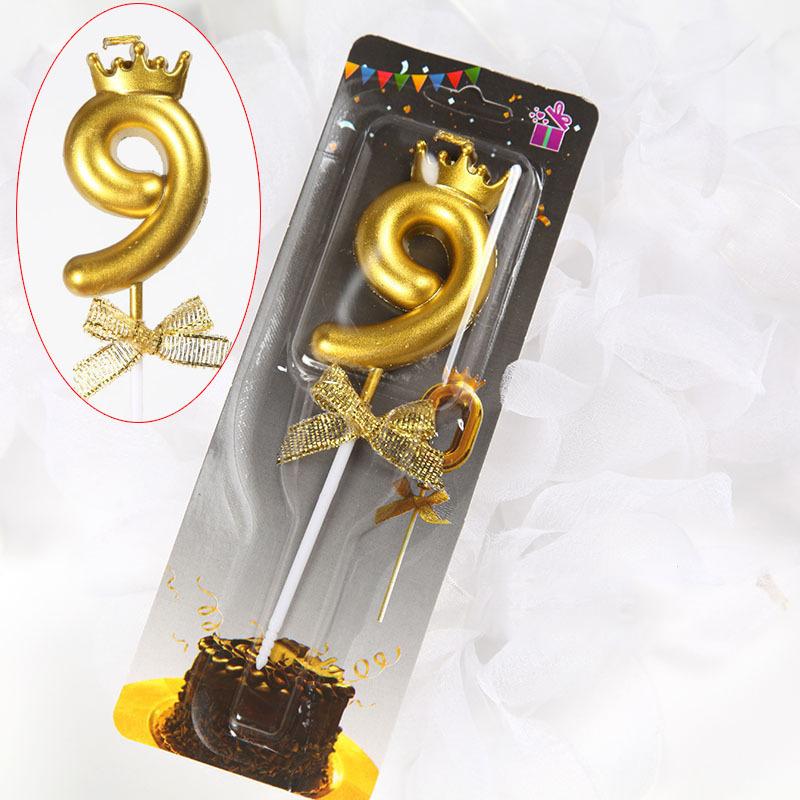 Свечи для торта на день рождения с цифрами от 0 до 9 Свечи в виде золотой короны Украшения для десерта Торт на день рождения Цифровые свечи Аксессуары