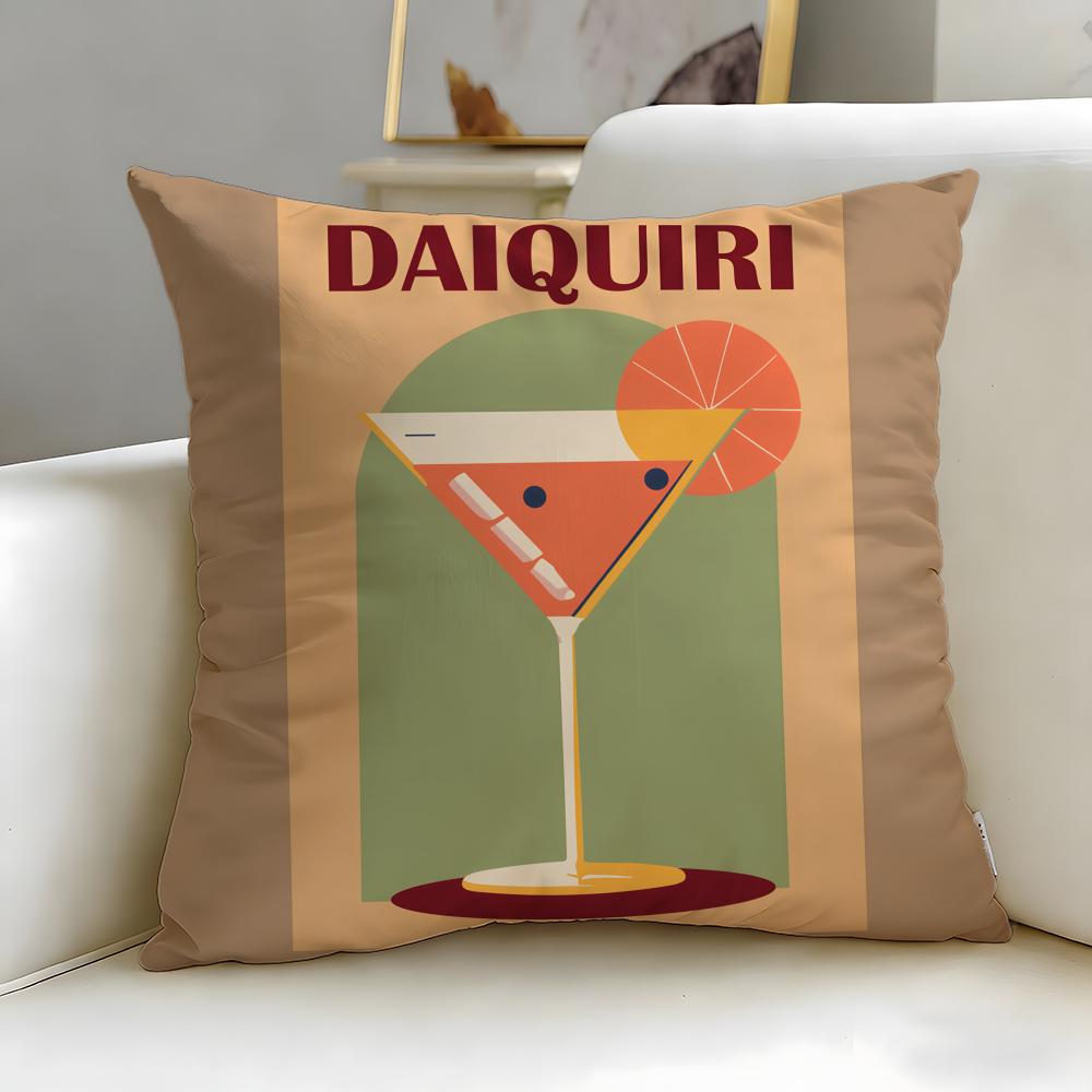 beverage theme Daiquiri Cocktail Cushion Cover Soft  EasyWash Pillow Case  Versatile for Couch Bed Travel and Office