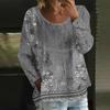 Women's Casual Fashion Loose Round Neck Retro Print Long Sleeve Top