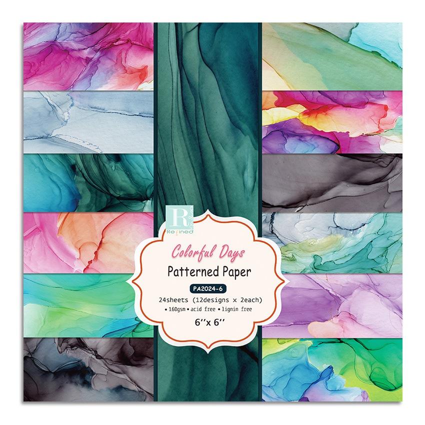 24 листа красочных подушечек из крафт-бумаги, вырубные штампы, художественный фон, оригами, скрапбукинг