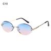 Frameless Rimless Tinted Eyewear Vintage Sunglasses Oval Sunglasses Diamond Cutting Lens Shades
