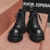 Модные британские повседневные кожаные нескользящие мотоциклетные ботинки для мужчин, модная толстая подошва, обувь с круглым носком, высокие дизайнерские ботинки на шнуровке