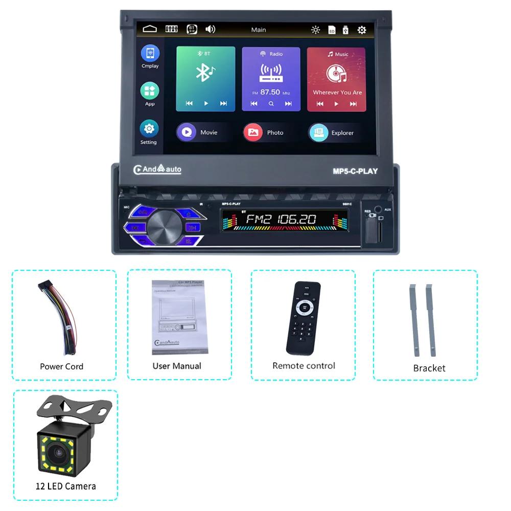 TOYOUSONIC 7-дюймовый автомобильный радиоприемник с выдвижным экраном, универсальный мультимедийный видеоплеер CarPlay Android Auto USB BT 1 Din MP5 Stereo