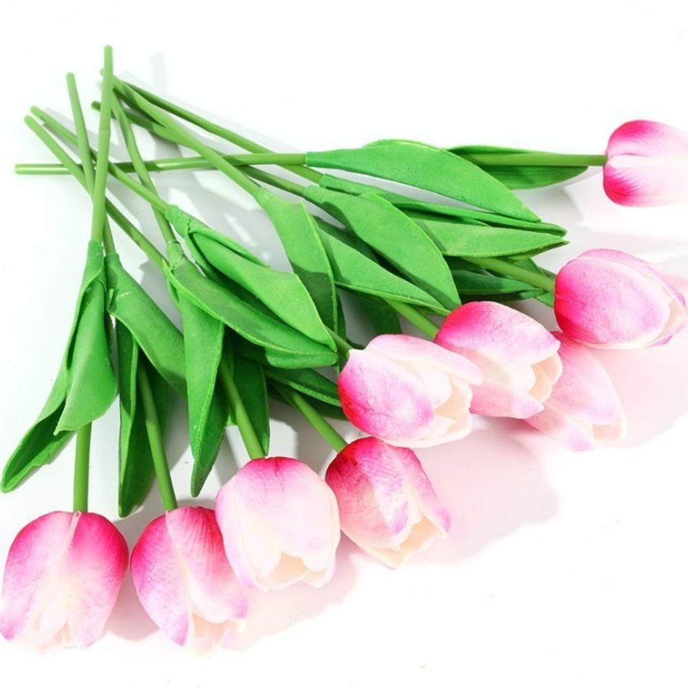5PCS 34cm Decorative Fake Flowers PU Wedding Bridal Tulip Bouquet Artificial Tulip  Wedding Backdrop