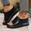 Fashion Slippers Black Wedge Platform 2025 New Women Sandals Women Open Toe Women Orthopedics Thick Bottom Beach High Heels Slide