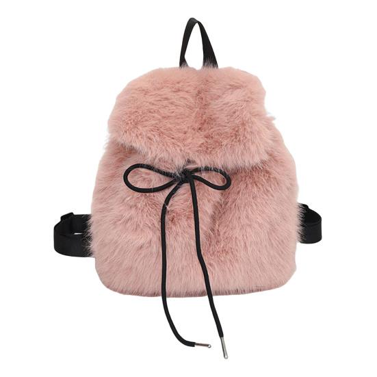 Пушистый рюкзак из искусственного меха, пушистый рюкзак на каждый день, затягивающийся шнурком, повседневный меховой рюкзак для школы, поездок на работу