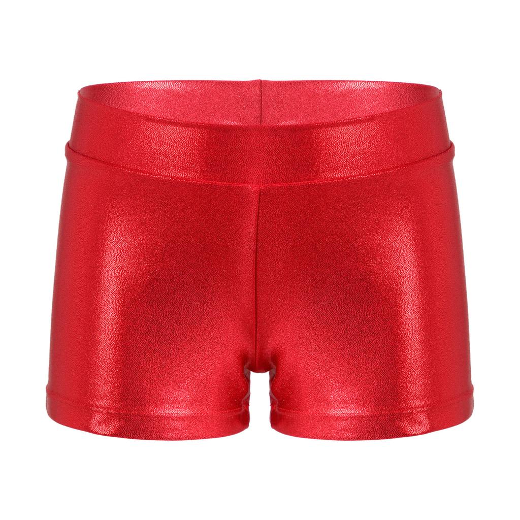 Детские шорты с блестящим металлическим эластичным поясом для девочек, спортивные шорты для тренировок в тренажерном зале и танцах