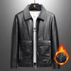 New Winter Men's Leather Jacket Plus Velvet Thickened PU Leather Jacket Men's Lamb Velvet Fur All-in-one Warm Jacket