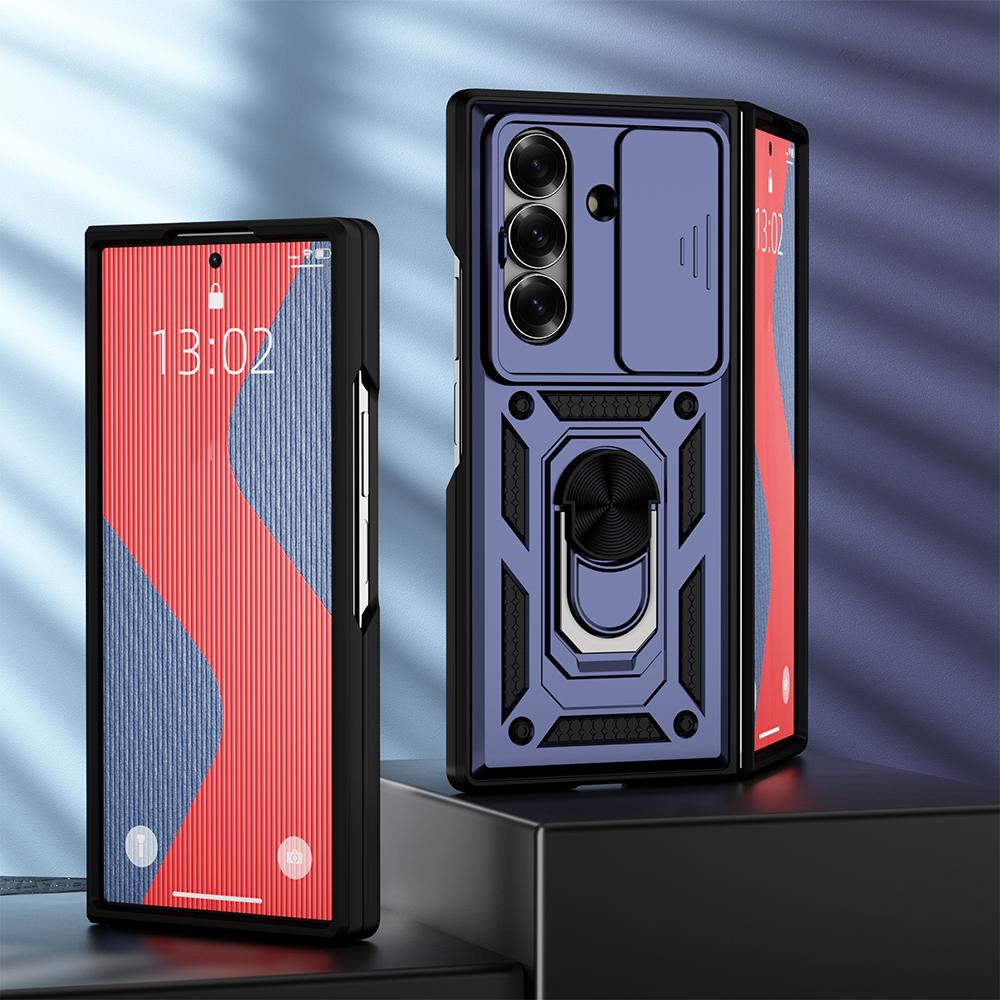 KEYSION Противоударный чехол для Samsung Z Fold 7 6 5 со сдвижной защитой камеры, кольцом-подставкой, задняя крышка для телефона Galaxy Z Fold 5 6 7 5G