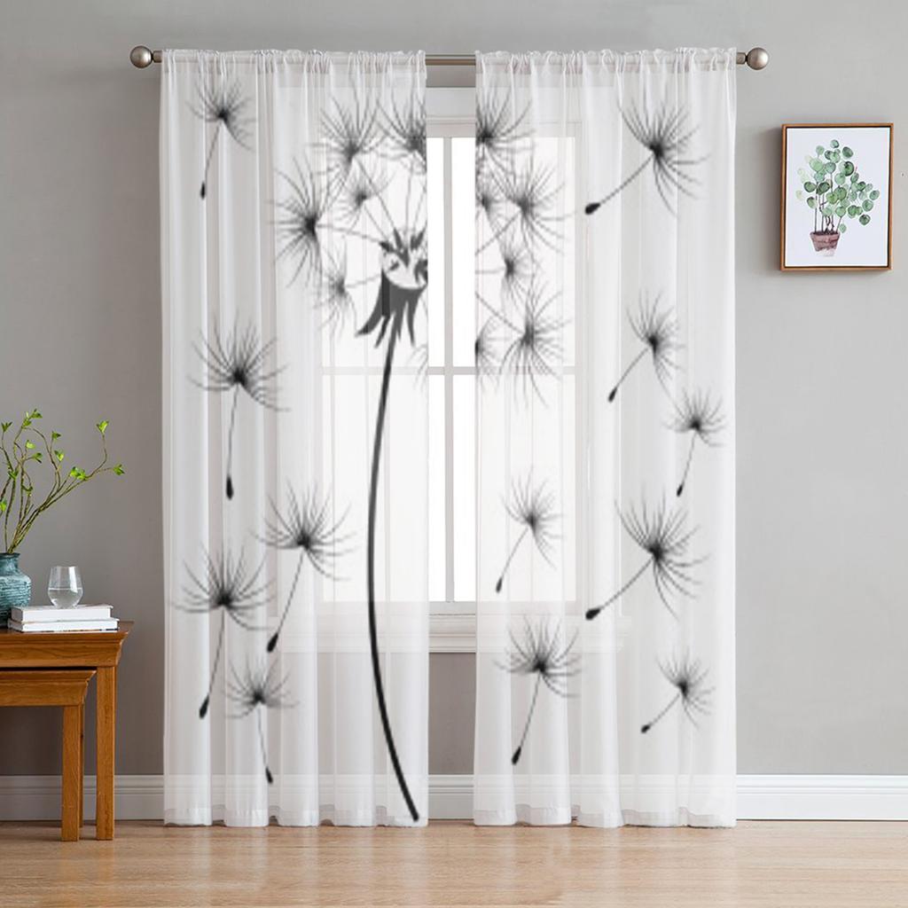 Графический рисунок парашюта одуванчик прозрачные шторы для гостиной Тюль оконная занавеска спальня кухня вуаль шторы