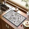 Retro Bohemian Style Super Absorbent Tableware Dish Drying Mat Kitchen Bottle Anti-slip Rug Luxury Kettle Dinnerware Bar Counte