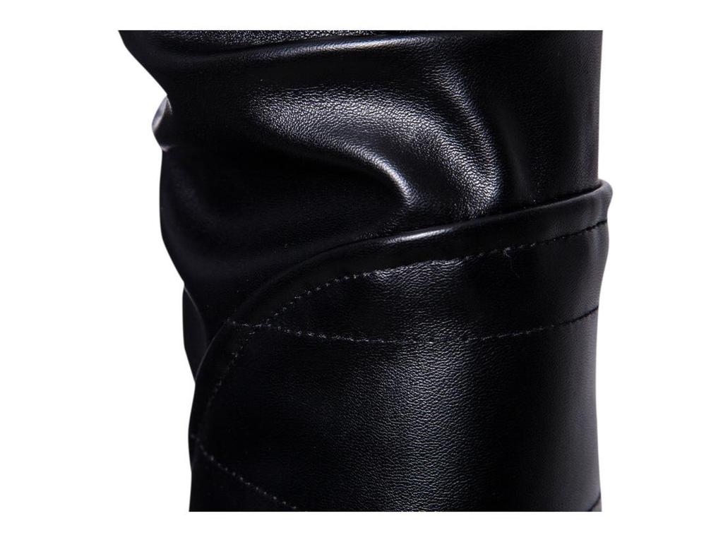 Мужская кожаная куртка на молнии со стойкой - Однотонная, повседневный европейский и американский стиль для осени/зимы 2023