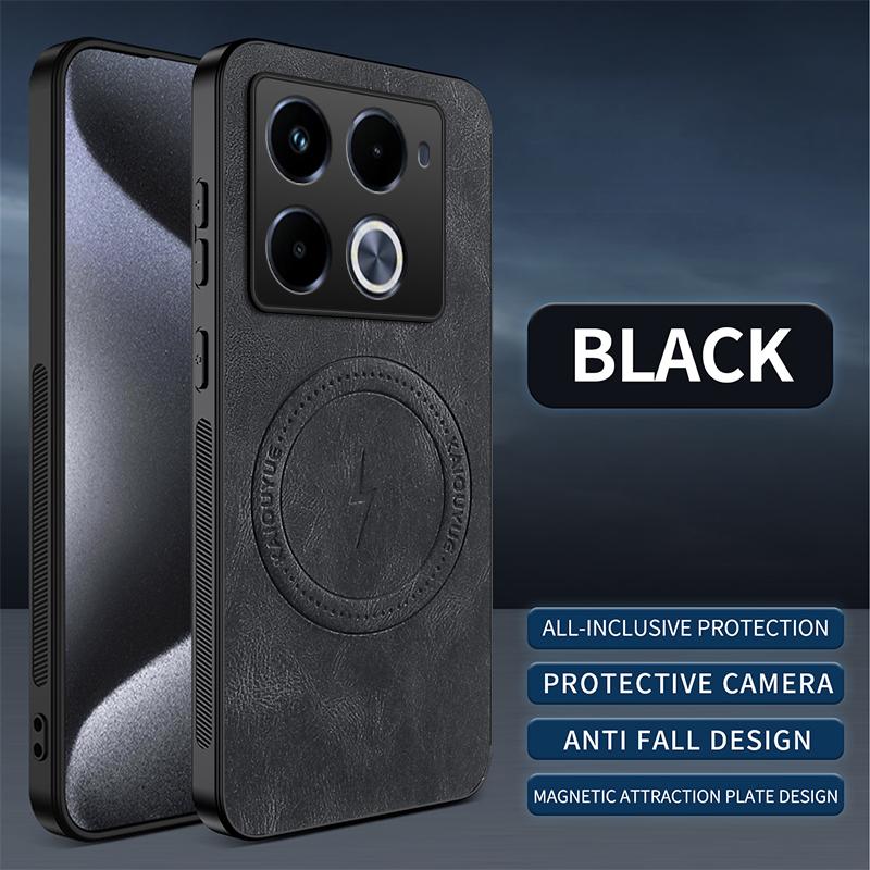Магнитный защитный чехол-книжка с защитой камеры для Infinix Note 50 Pro (искусственная кожа)