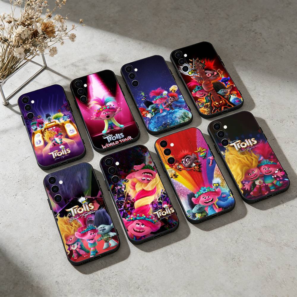 Мультяшный чехол для телефона с изображением T-Trolls Band T-Together для Samsung Galaxy A13, 21s, 22, 31, 32, 52, 53, 71, 72, 73, Мягкая черная крышка