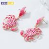 Summer Beach Ocean Leisure Style Alloy Cute Color Crab Shape Earrings Women's Fashion