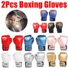 2Pcs Boxing Training Fighting Gloves PU Leather Kids Breathable Muay Thai Sparring Punching Karate Kickboxing Professional Glove