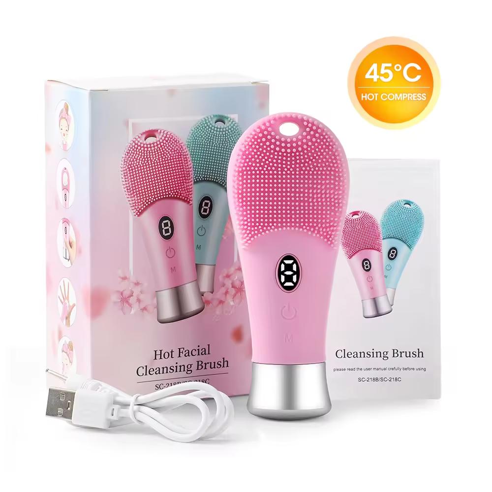 Sonic Vibration Waterproof Skin Pore Cleansing Beauty Product Silicone Exfoliating USB Handheld Electric Cleansing Brush
