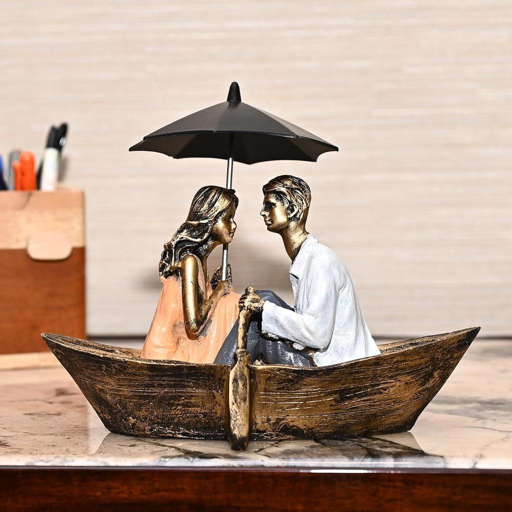 Романтическая статуэтка «Пара на лодке» | Идеально подходит для домашнего декора | Идеальный подарок на День святого Валентина, дни рождения, годовщины | Красный