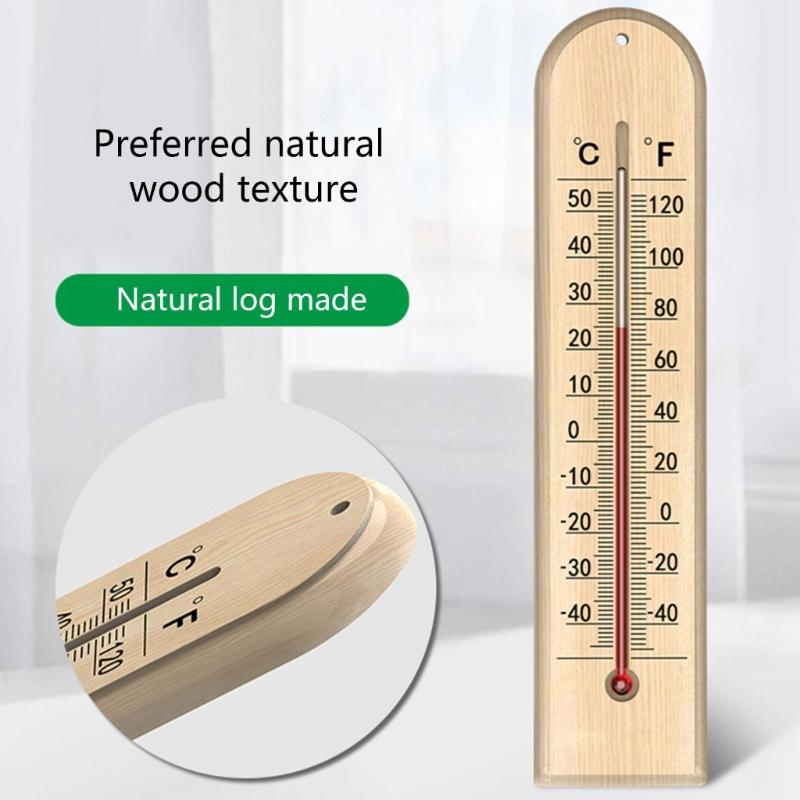 Деревянный термометр для настенного монтажа, точный, от -40℃ до 50℃, с безопасным керосиновым раствором, большая площадь дисплея для легкой установки