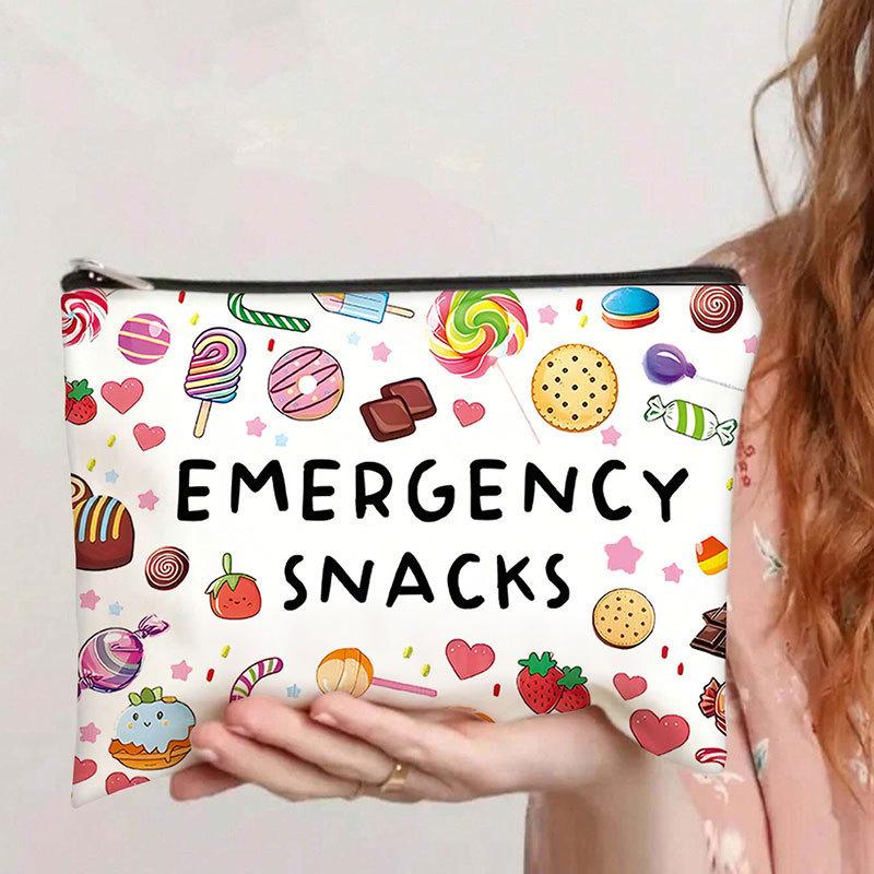 1pc Women'S Makeup Bag | Portable Travel Cosmetic Organizer with "Emergency Snacks" Design | Accessories |Makeup Travel Bag