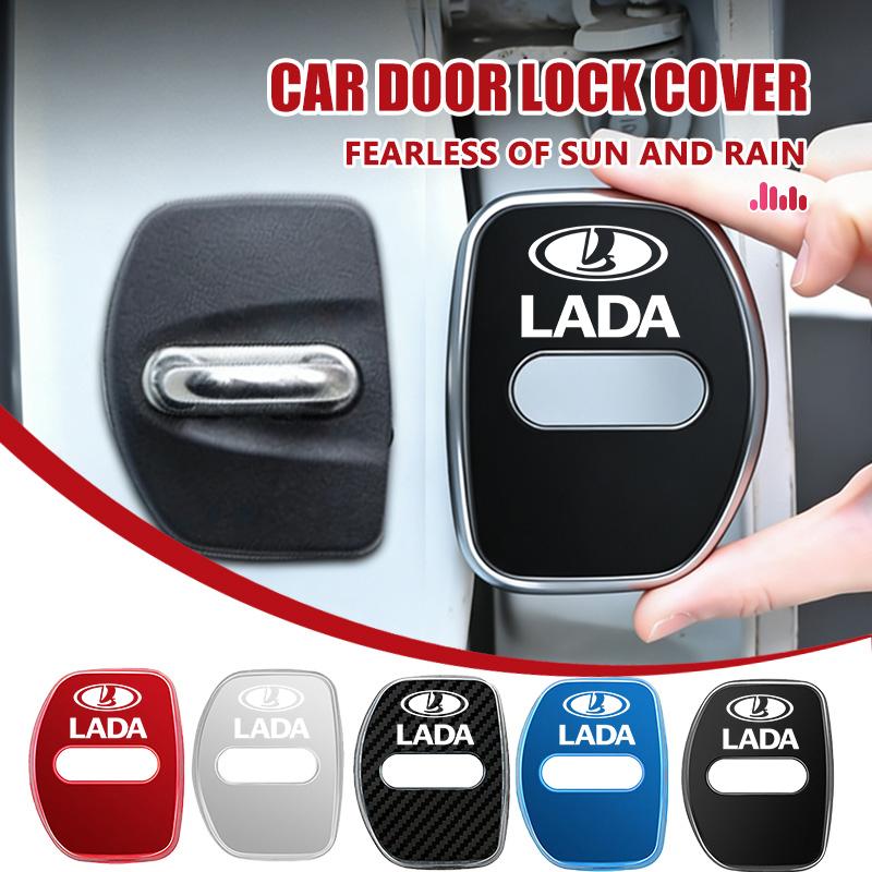 4PCS Stainless Steel Car Door Lock Buckle Protective Cover Accessory For Lada Vesta Granta Largus Vaz Samara Vesta Niva 4X4 2110 WW21